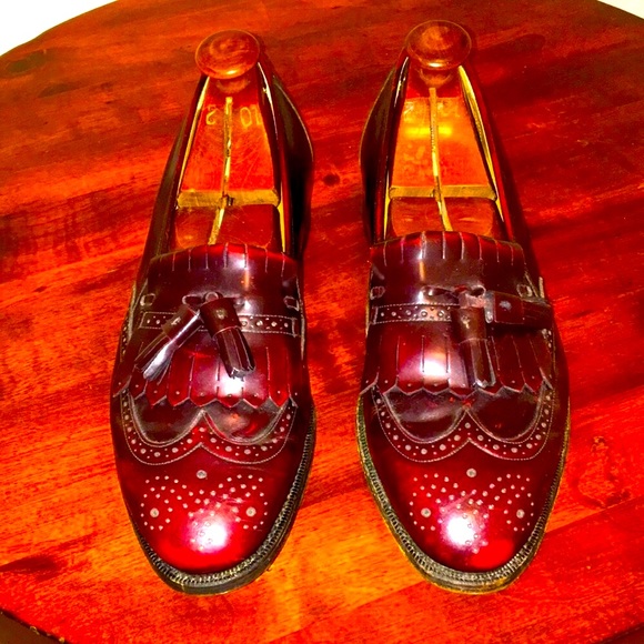 J & M Burgundy Optima Tassel Kiltie Loafer 10 D/B - Picture 1 of 10